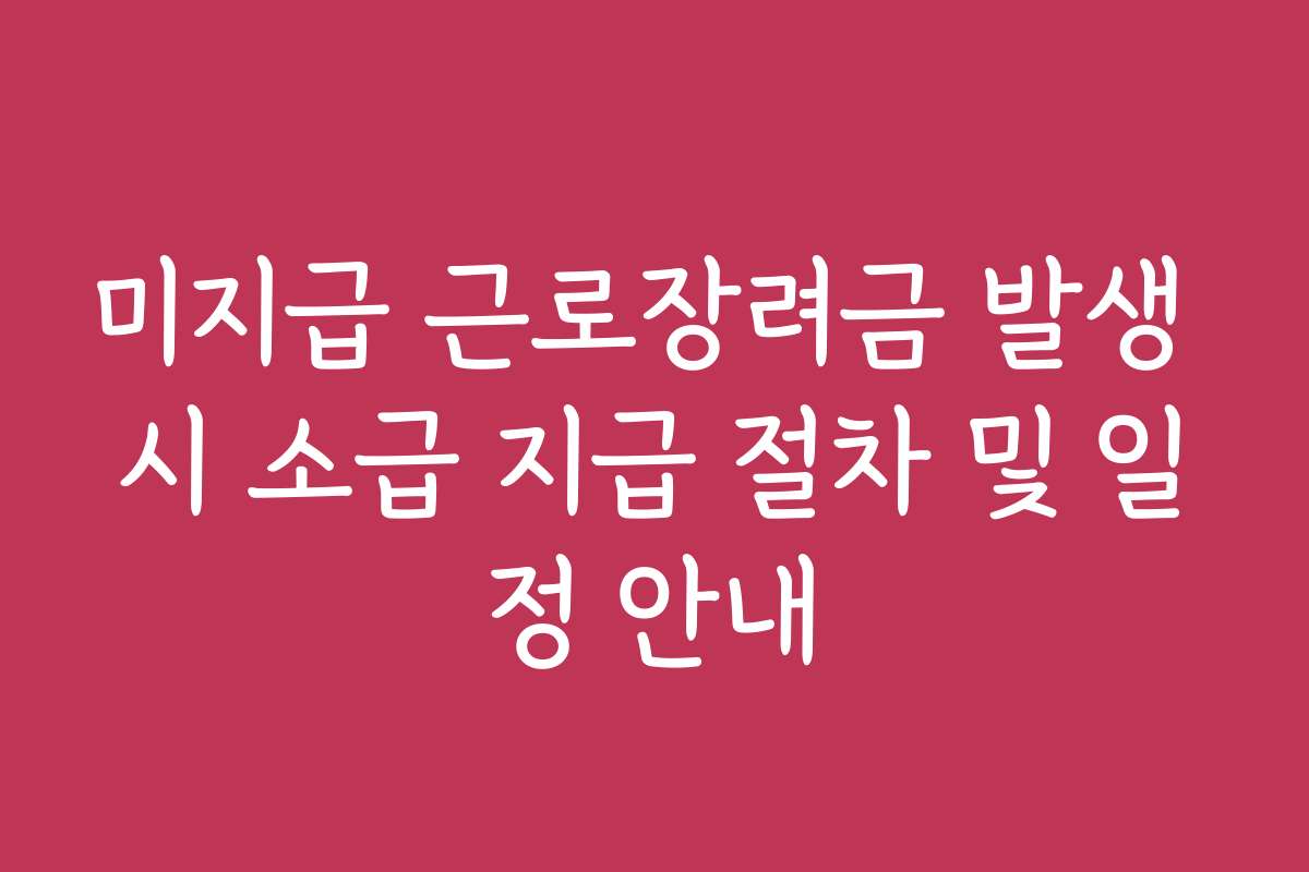 미지급 근로장려금 발생 시 소급 지급 절차 및 일정 안내