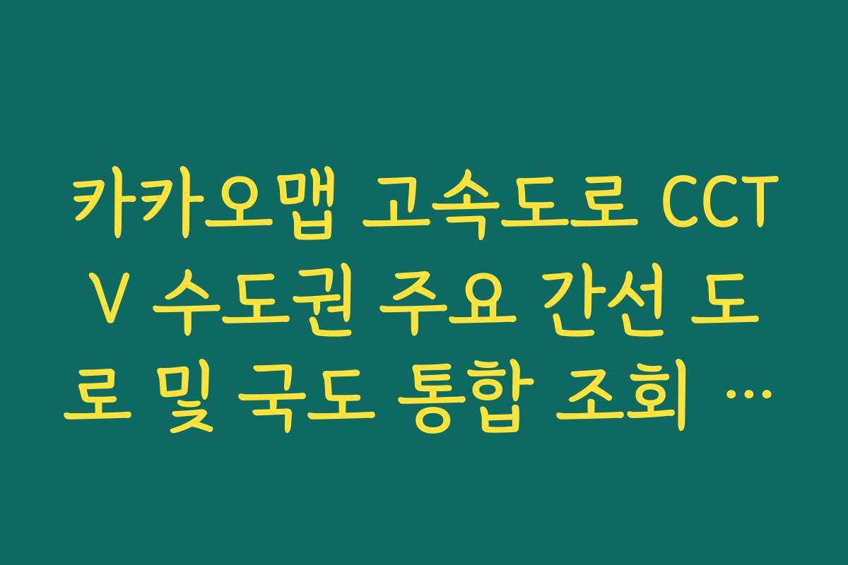 카카오맵 고속도로 CCTV 수도권 주요 간선 도로 및 국도 통합 조회 방법 안내