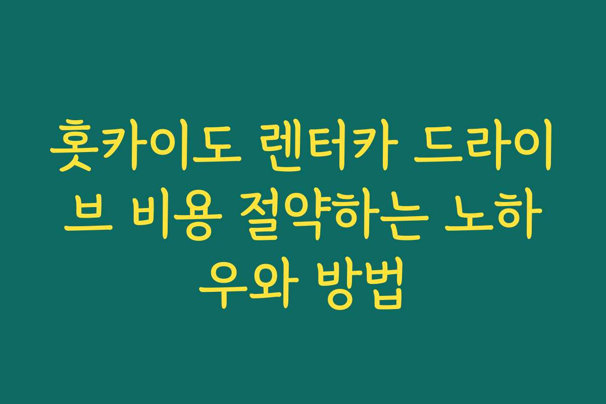 홋카이도 렌터카 드라이브 비용 절약하는 노하우와 방법