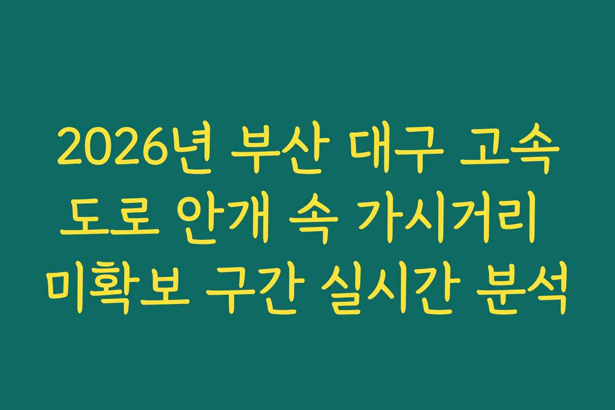 2026년 부산 대구 고속도로 안개 속 가시거리 미확보 구간 실시간 분석
