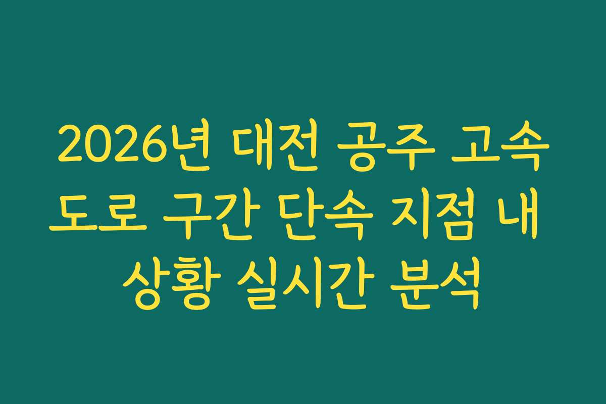 2026년 대전 공주 고속도로 구간 단속 지점 내 상황 실시간 분석