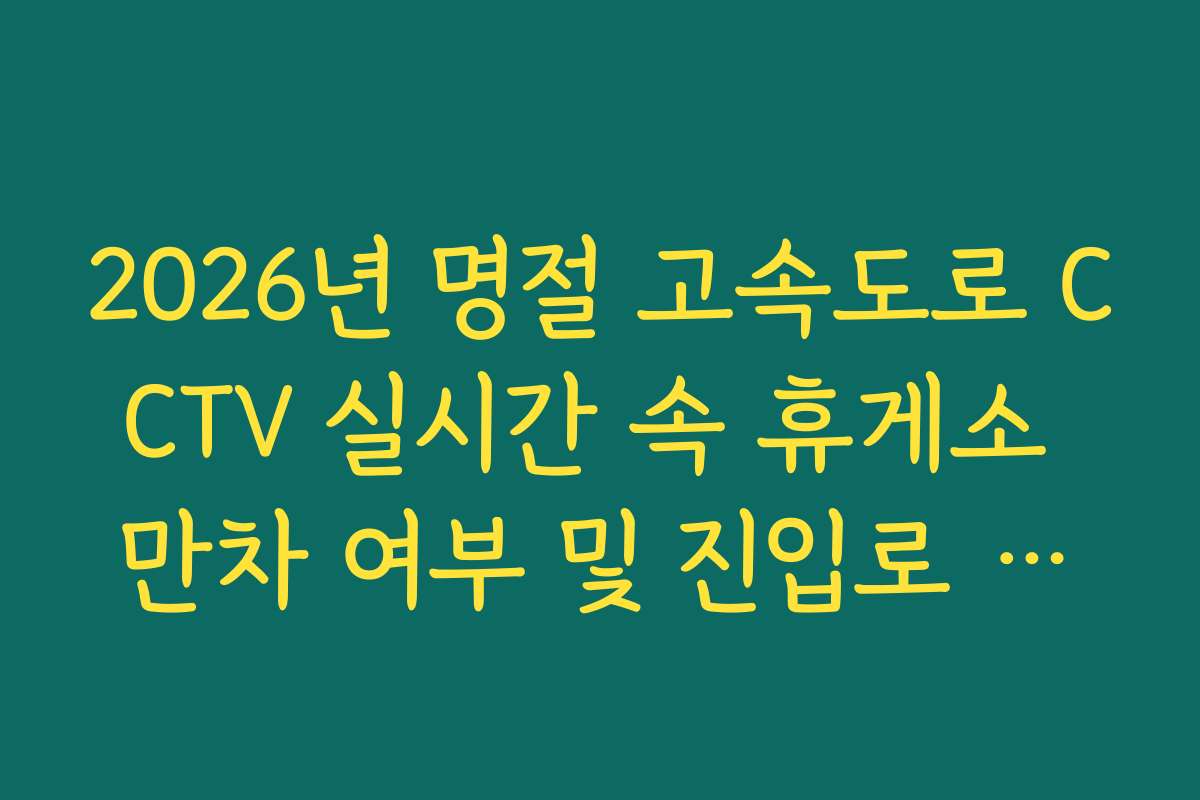 2026년 명절 고속도로 CCTV 실시간 속 휴게소 만차 여부 및 진입로 정체 실시간 분석