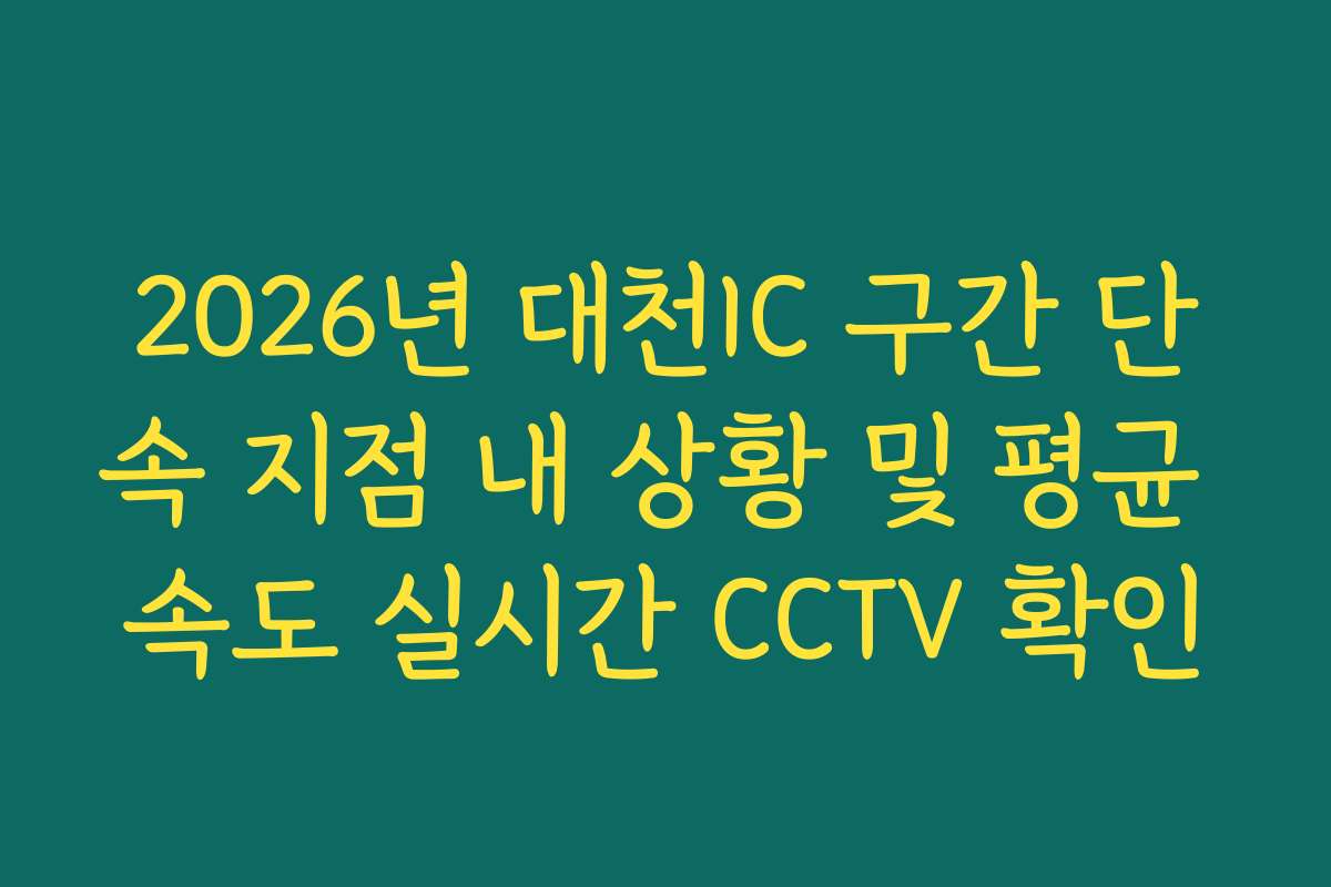 2026년 대천IC 구간 단속 지점 내 상황 및 평균 속도 실시간 CCTV 확인