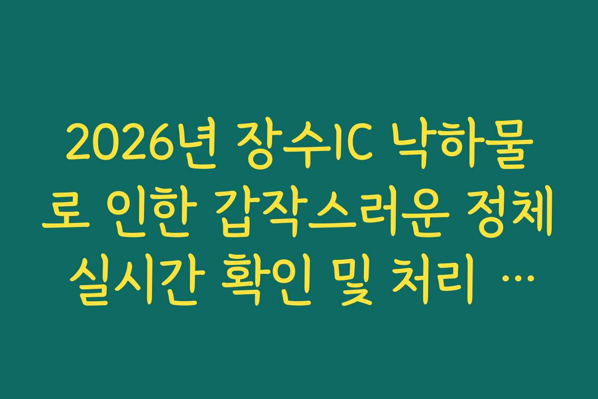 2026년 장수IC 낙하물로 인한 갑작스러운 정체 실시간 확인 및 처리 현황