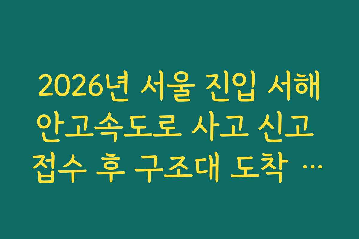2026년 서울 진입 서해안고속도로 사고 신고 접수 후 구조대 도착 실시간 확인