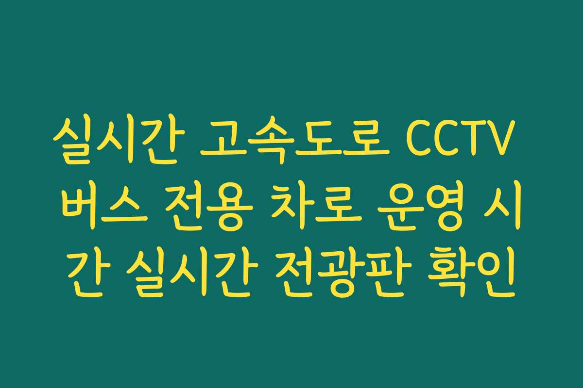 실시간 고속도로 CCTV 버스 전용 차로 운영 시간 실시간 전광판 확인