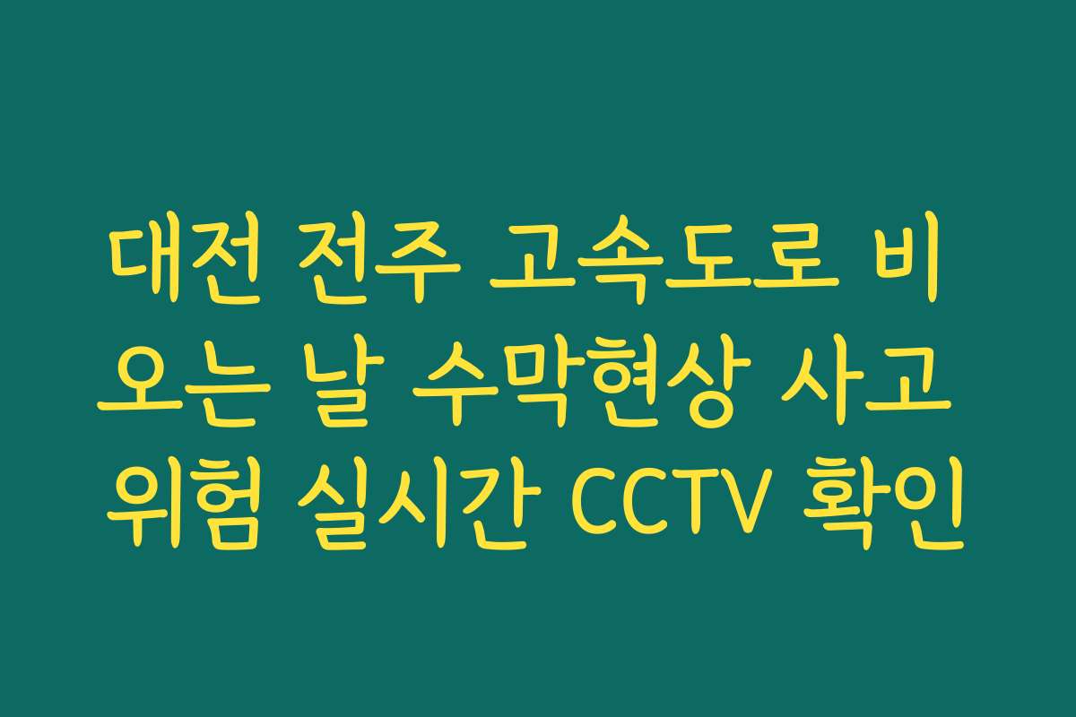 대전 전주 고속도로 비 오는 날 수막현상 사고 위험 실시간 CCTV 확인