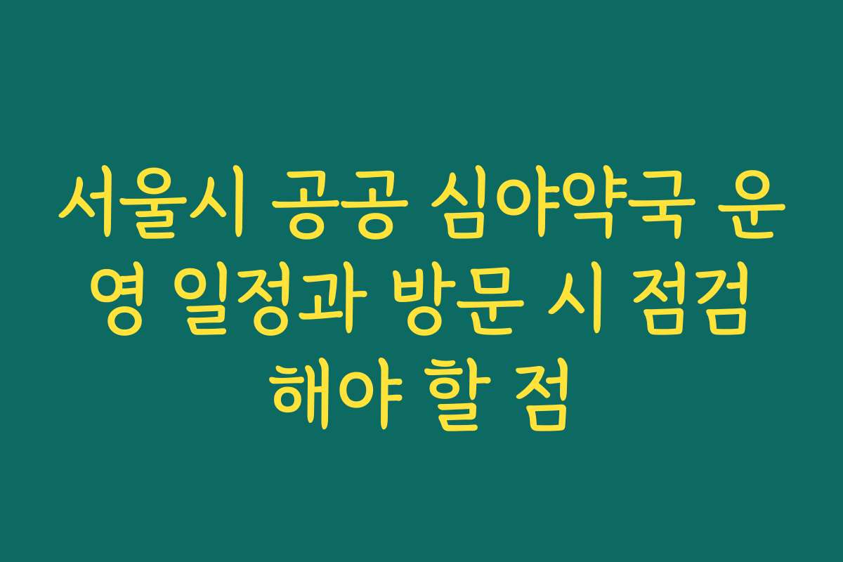 서울시 공공 심야약국 운영 일정과 방문 시 점검해야 할 점