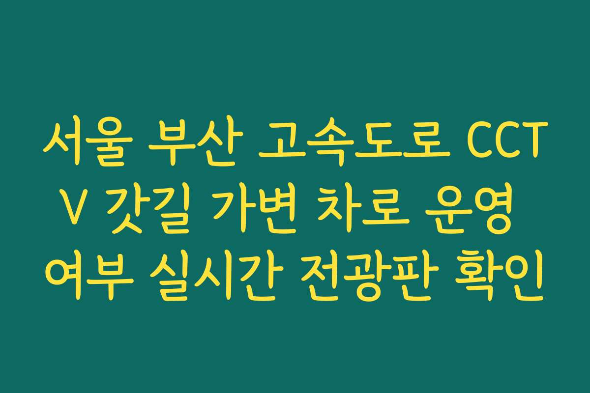 서울 부산 고속도로 CCTV 갓길 가변 차로 운영 여부 실시간 전광판 확인 서울 부산 고속도로 CCTV 갓길 가변 차로 운영 여부 실시간 전광판 확인