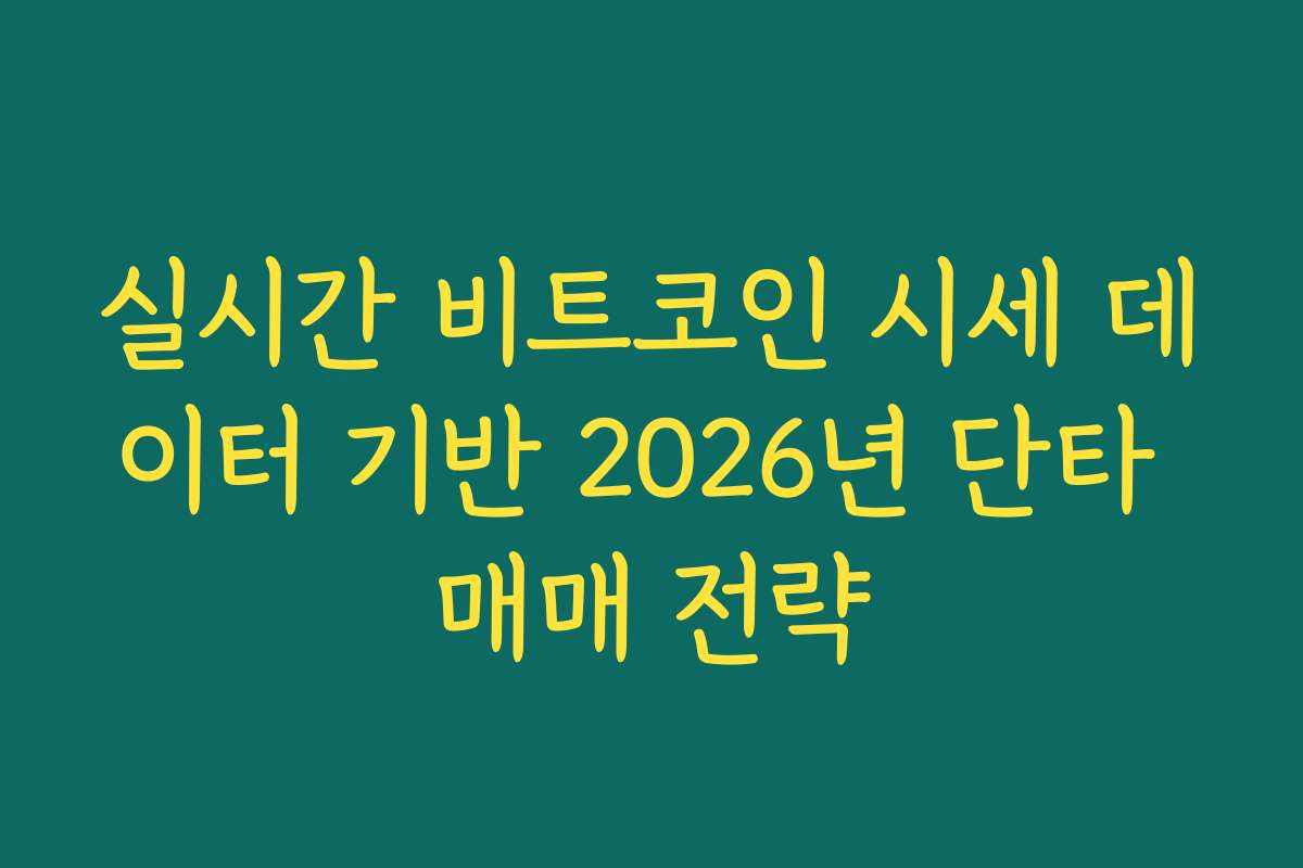 실시간 비트코인 시세 데이터 기반 2026년 단타 매매 전략