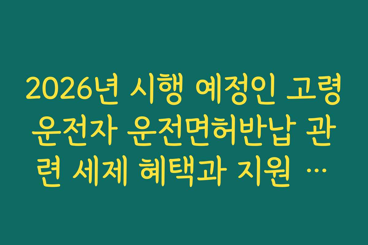 2026년 시행 예정인 고령운전자 운전면허반납 관련 세제 혜택과 지원 정책