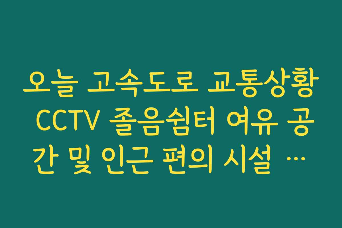 오늘 고속도로 교통상황 CCTV 졸음쉼터 여유 공간 및 인근 편의 시설 정보