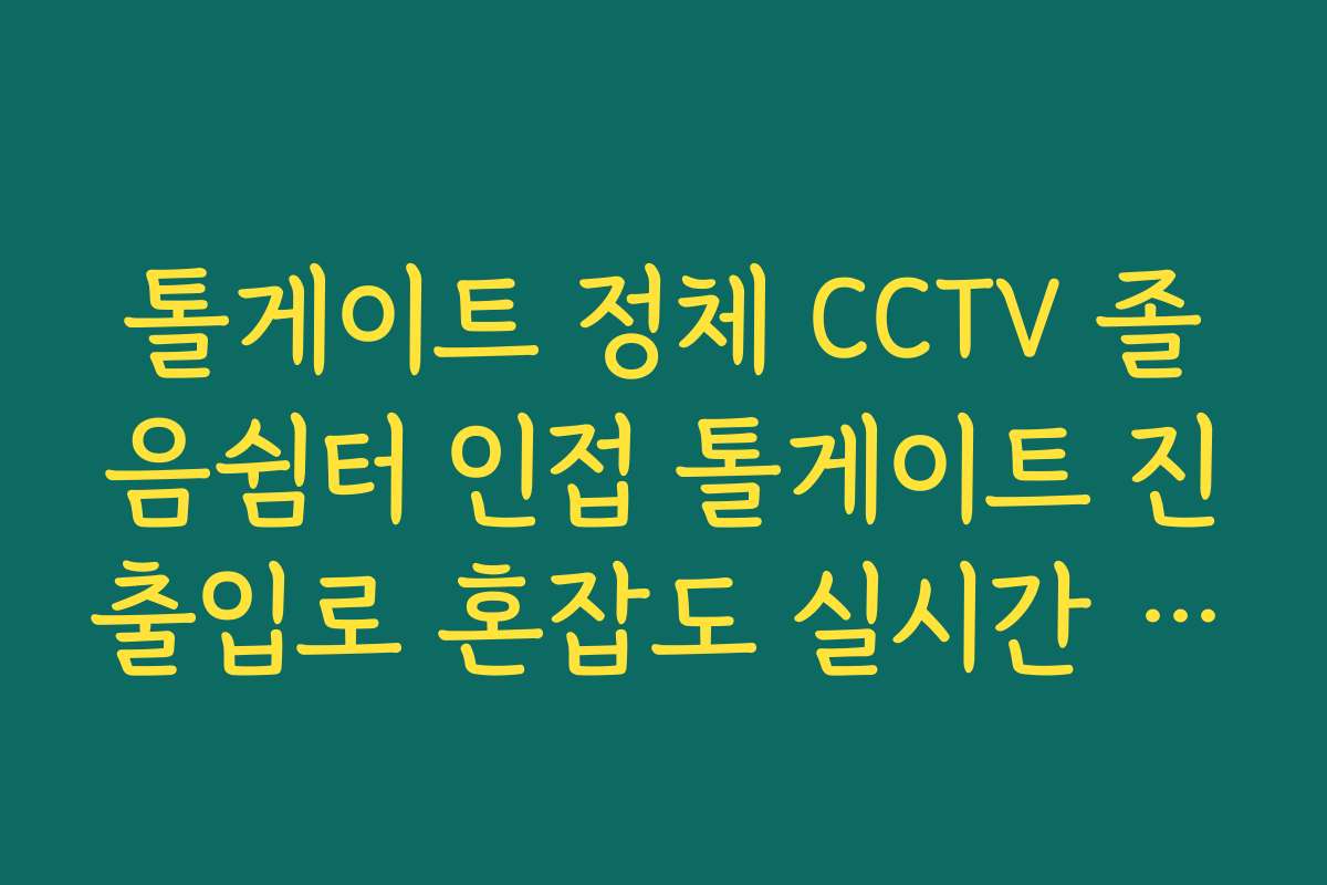 톨게이트 정체 CCTV 졸음쉼터 인접 톨게이트 진출입로 혼잡도 실시간 체크