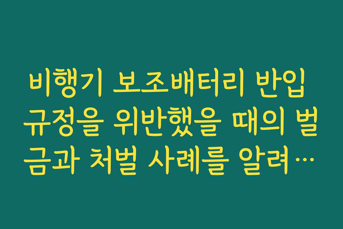 비행기 보조배터리 반입 규정을 위반했을 때의 벌금과 처벌 사례를 알려드립니다
