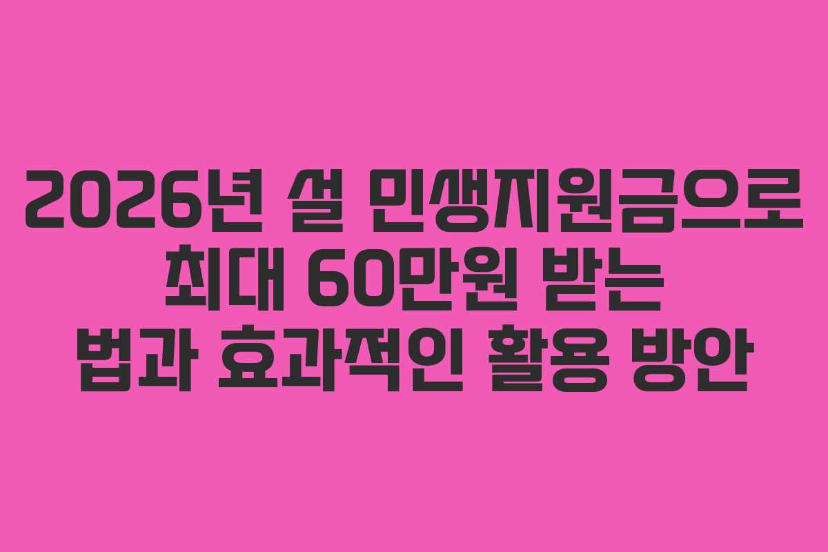 2026년 설 민생지원금으로 최대 60만원 받는 법과 효과적인 활용 방안 2026년 설 민생지원금으로 최대 60만원 받는 법과 효과적인 활용 방안