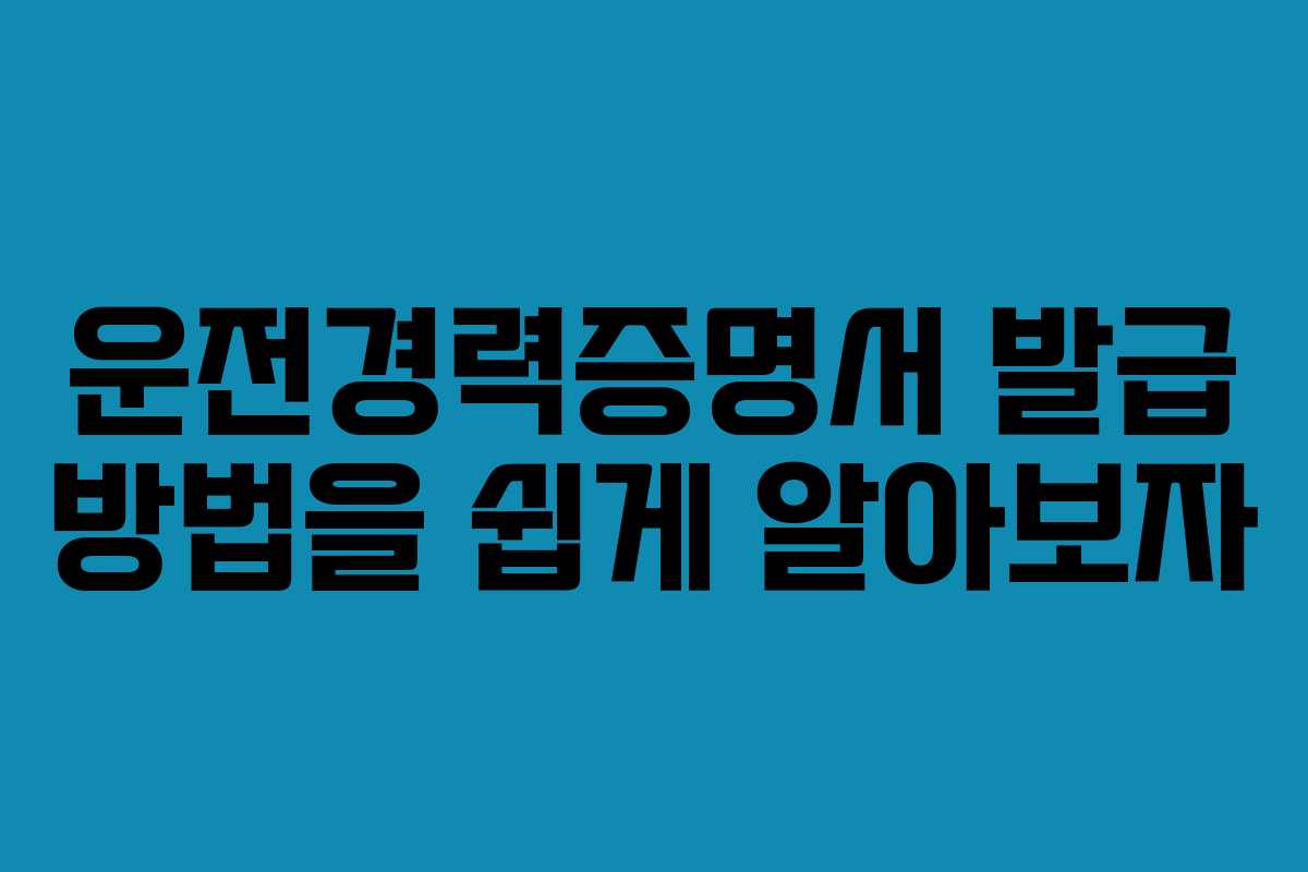 운전경력증명서 발급 방법을 쉽게 알아보자 운전경력증명서 발급 방법을 쉽게 알아보자