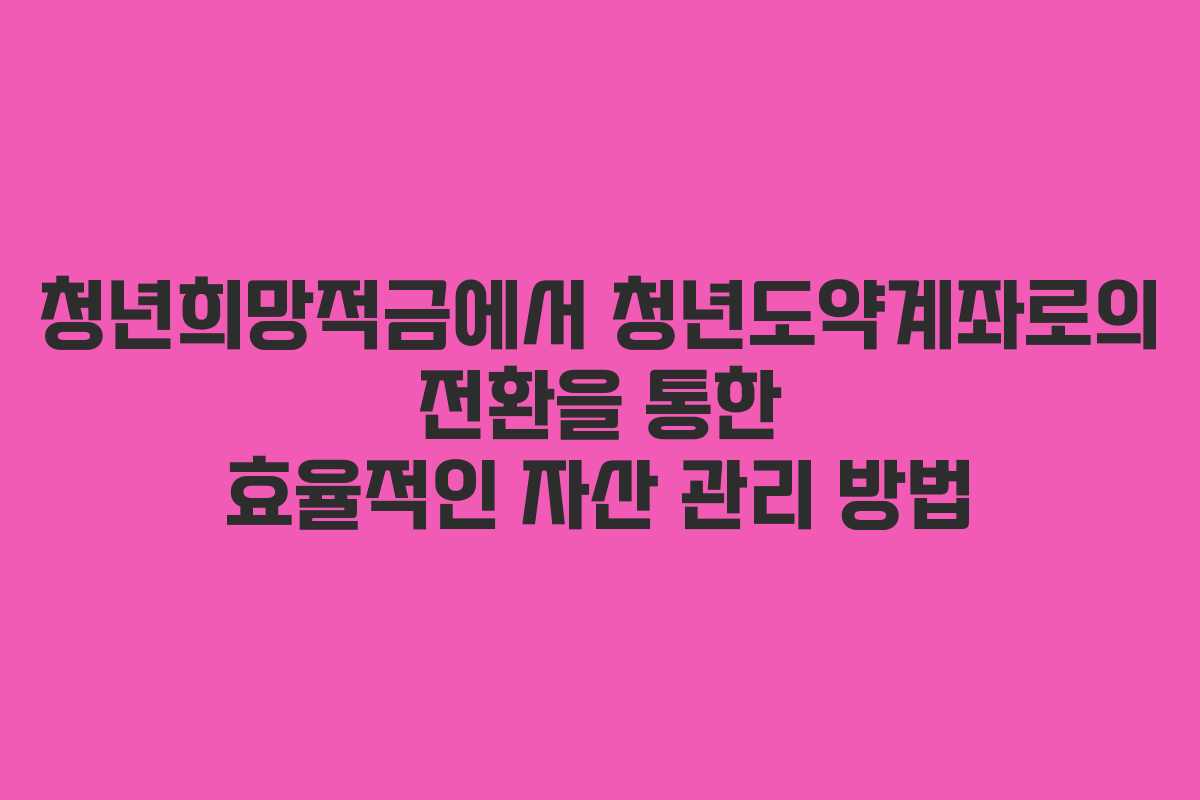 청년희망적금에서 청년도약계좌로의 전환을 통한 효율적인 자산 관리 방법