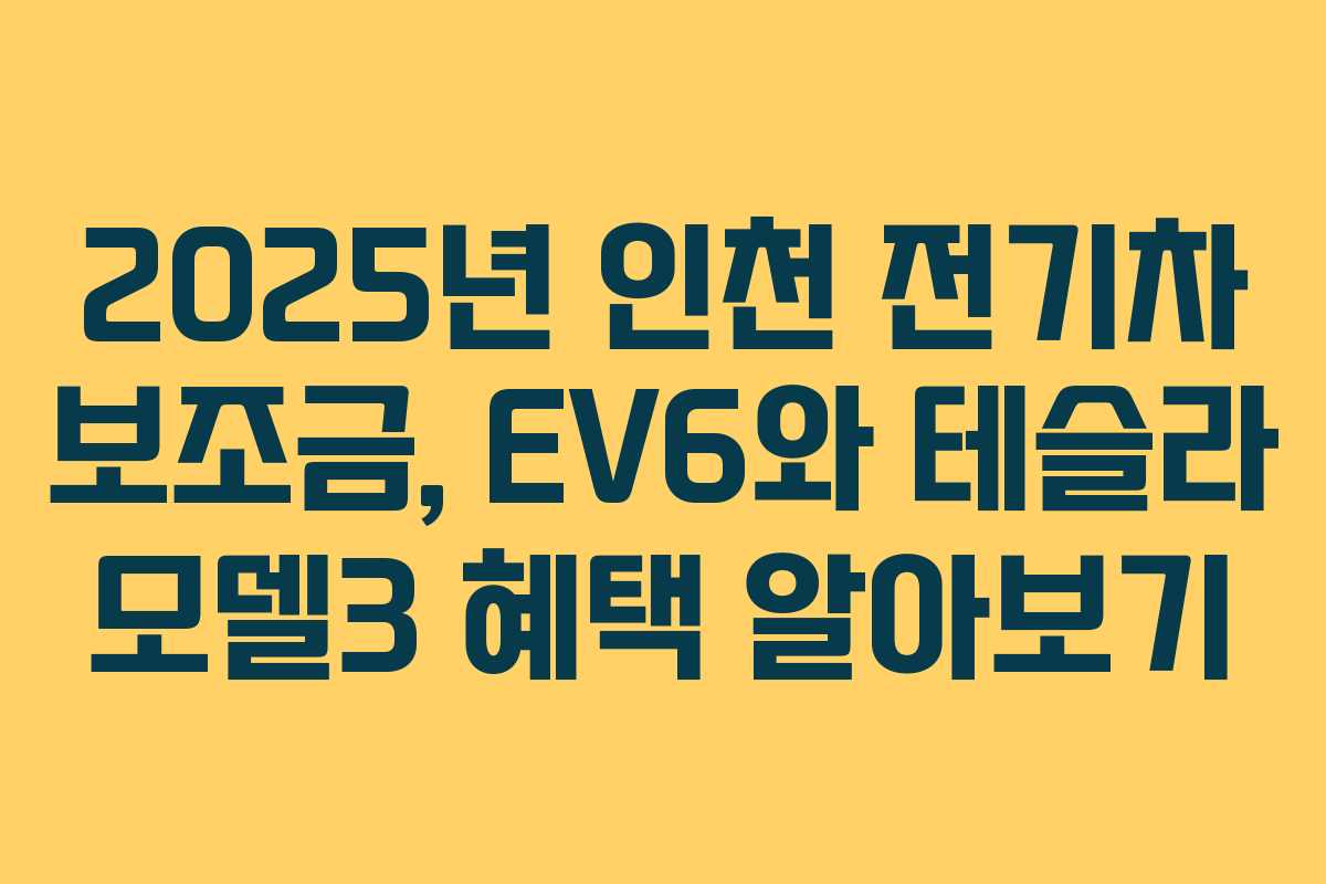 2025년 인천 전기차 보조금, EV6와 테슬라 모델3 혜택 알아보기
