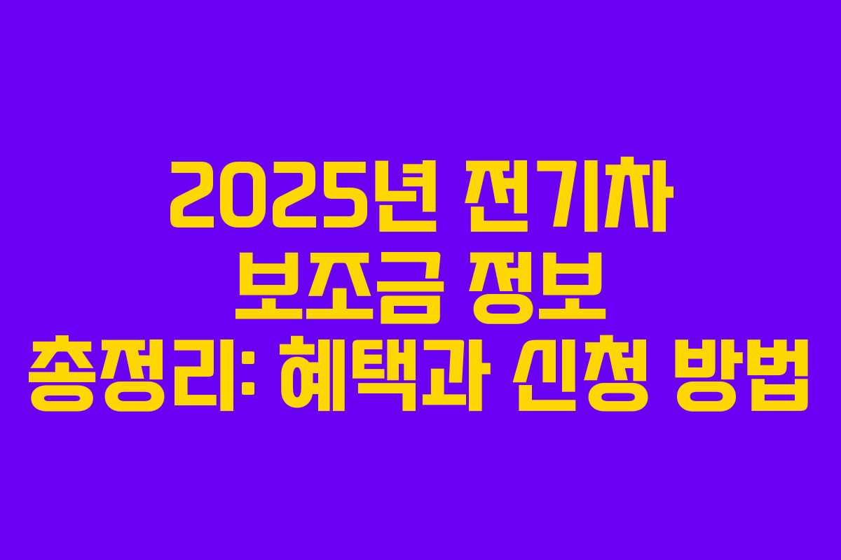 2025년 전기차 보조금 정보 총정리: 혜택과 신청 방법