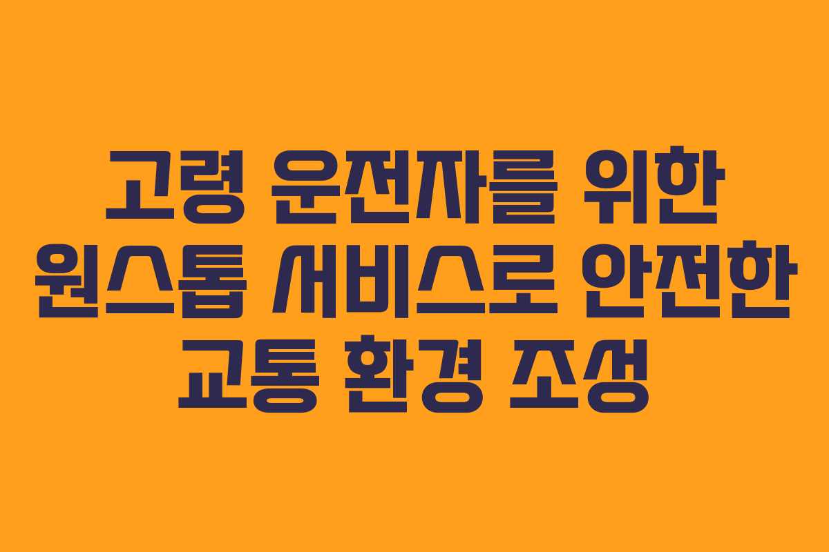 고령 운전자를 위한 원스톱 서비스로 안전한 교통 환경 조성
