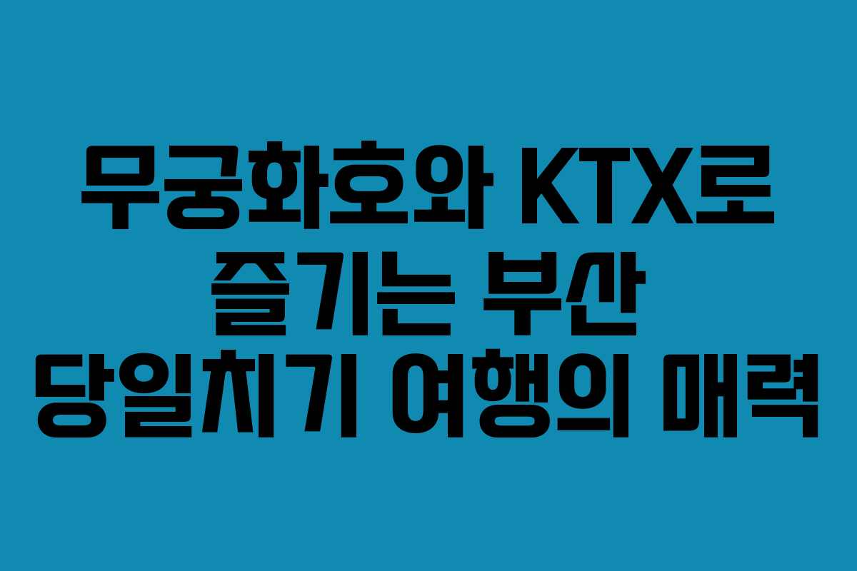 무궁화호와 KTX로 즐기는 부산 당일치기 여행의 매력