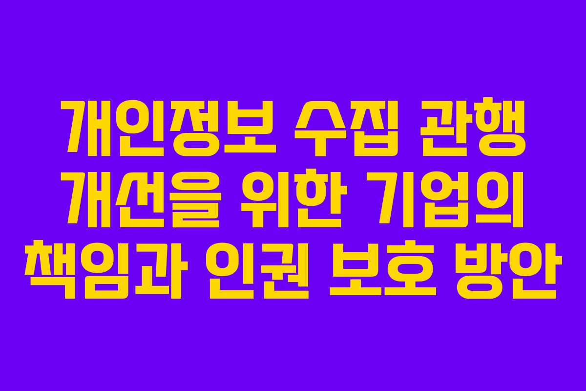 개인정보 수집 관행 개선을 위한 기업의 책임과 인권 보호 방안