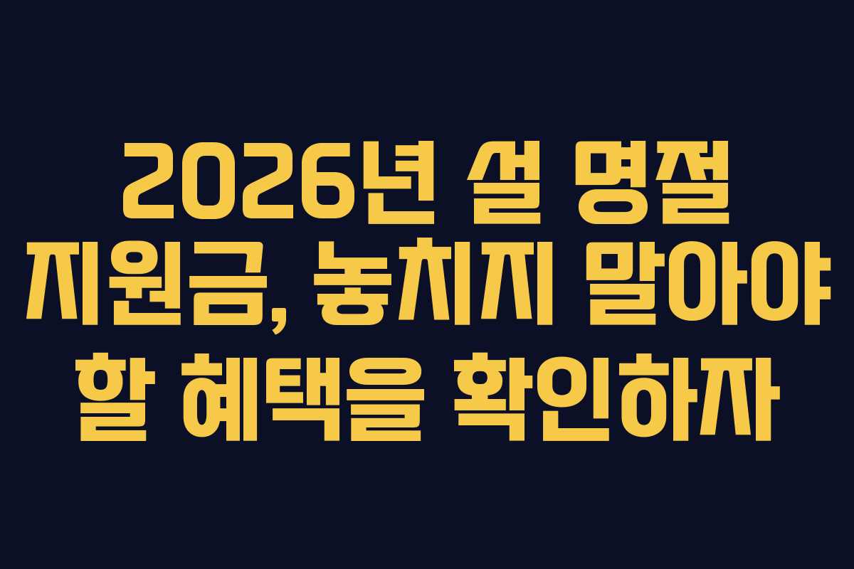 2026년 설 명절 지원금, 놓치지 말아야 할 혜택을 확인하자