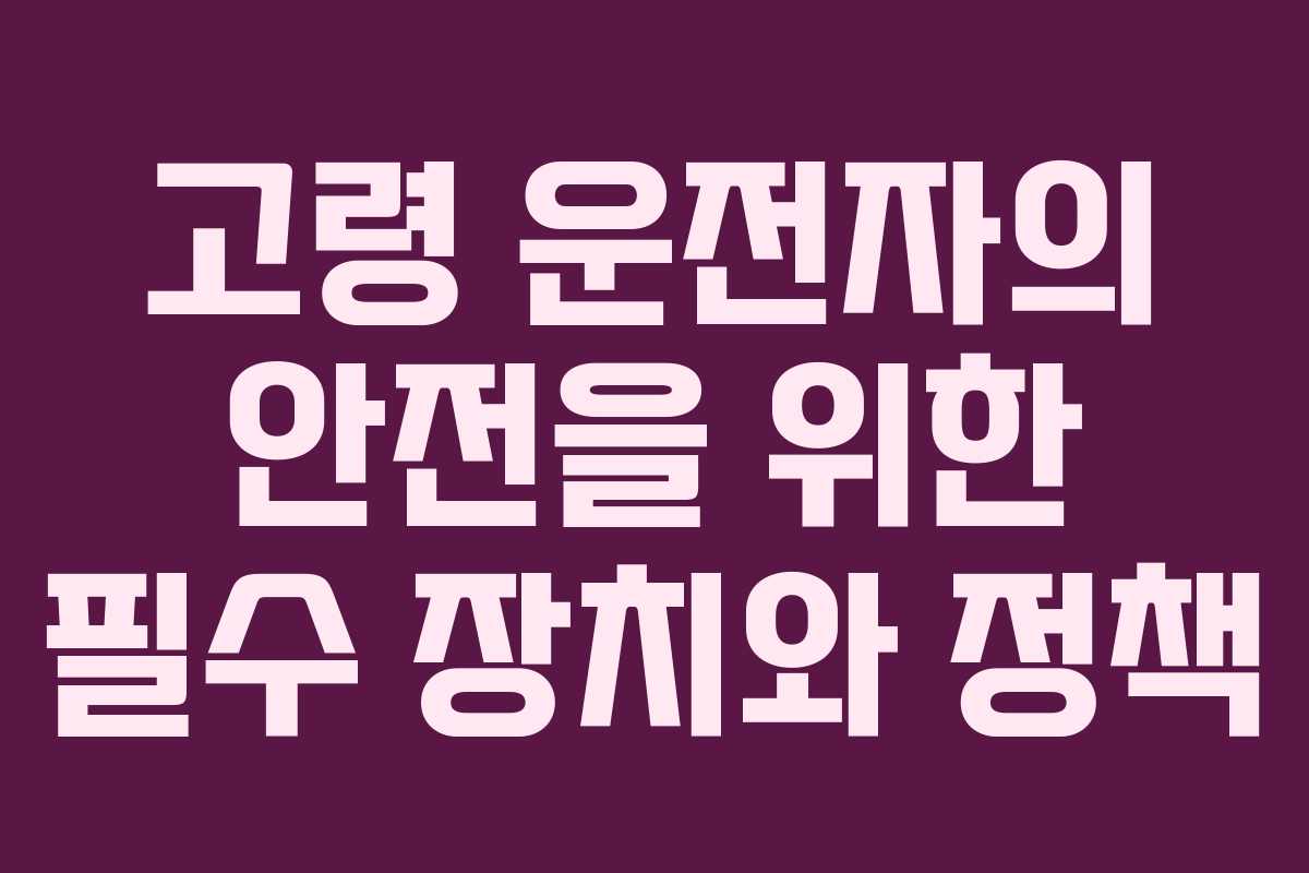 고령 운전자의 안전을 위한 필수 장치와 정책
