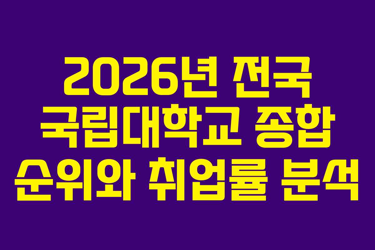 2026년 전국 국립대학교 종합 순위와 취업률 분석