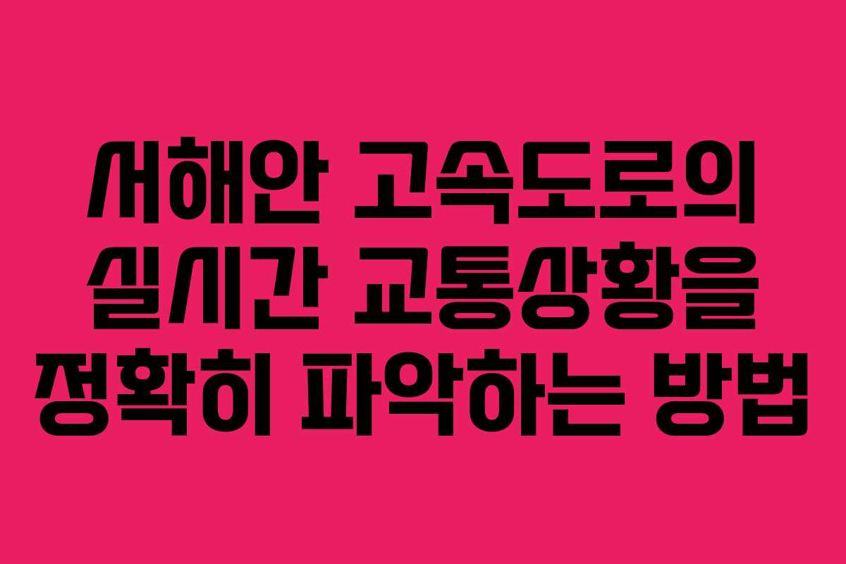 서해안 고속도로의 실시간 교통상황을 정확히 파악하는 방법 서해안 고속도로의 실시간 교통상황을 정확히 파악하는 방법