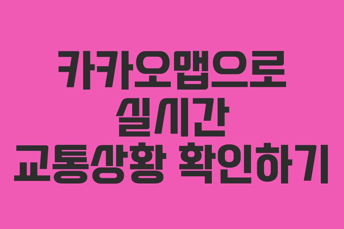 카카오맵으로 실시간 교통상황 확인하기 카카오맵으로 실시간 교통상황 확인하기