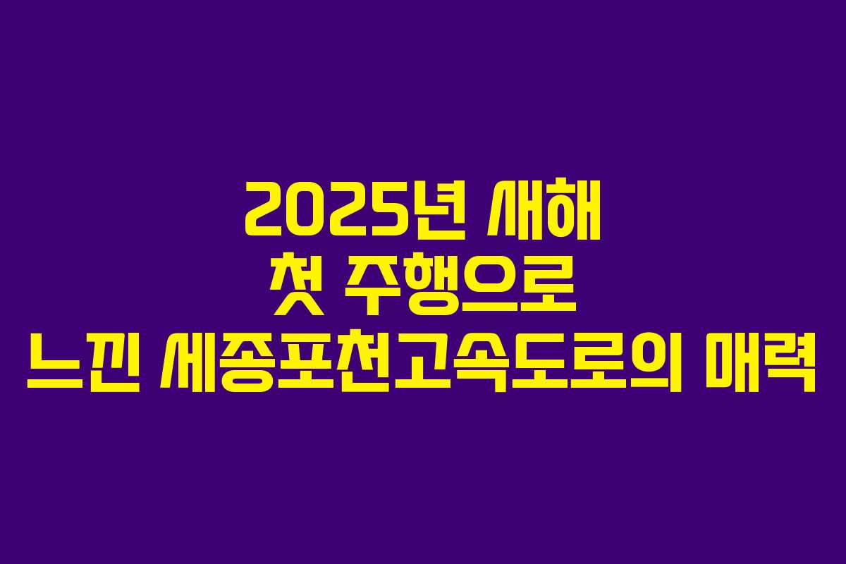 2025년 새해 첫 주행으로 느낀 세종포천고속도로의 매력