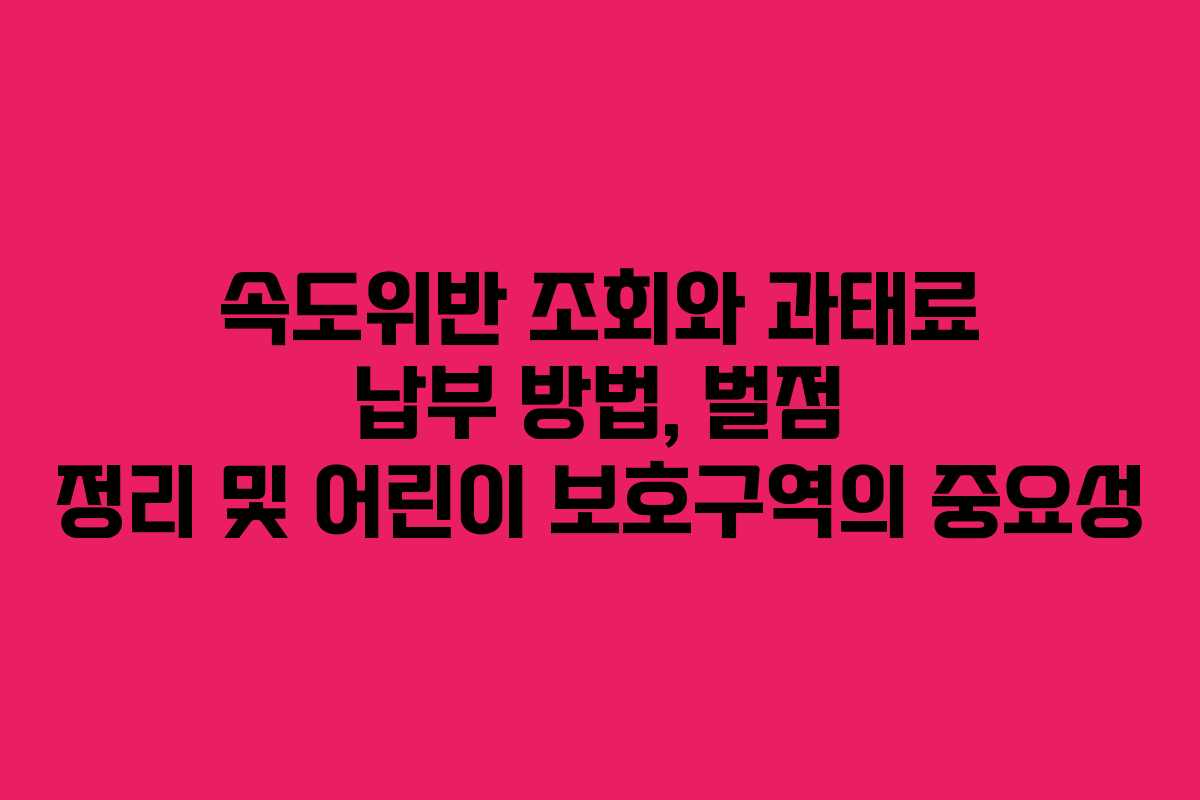 속도위반 조회와 과태료 납부 방법, 벌점 정리 및 어린이 보호구역의 중요성