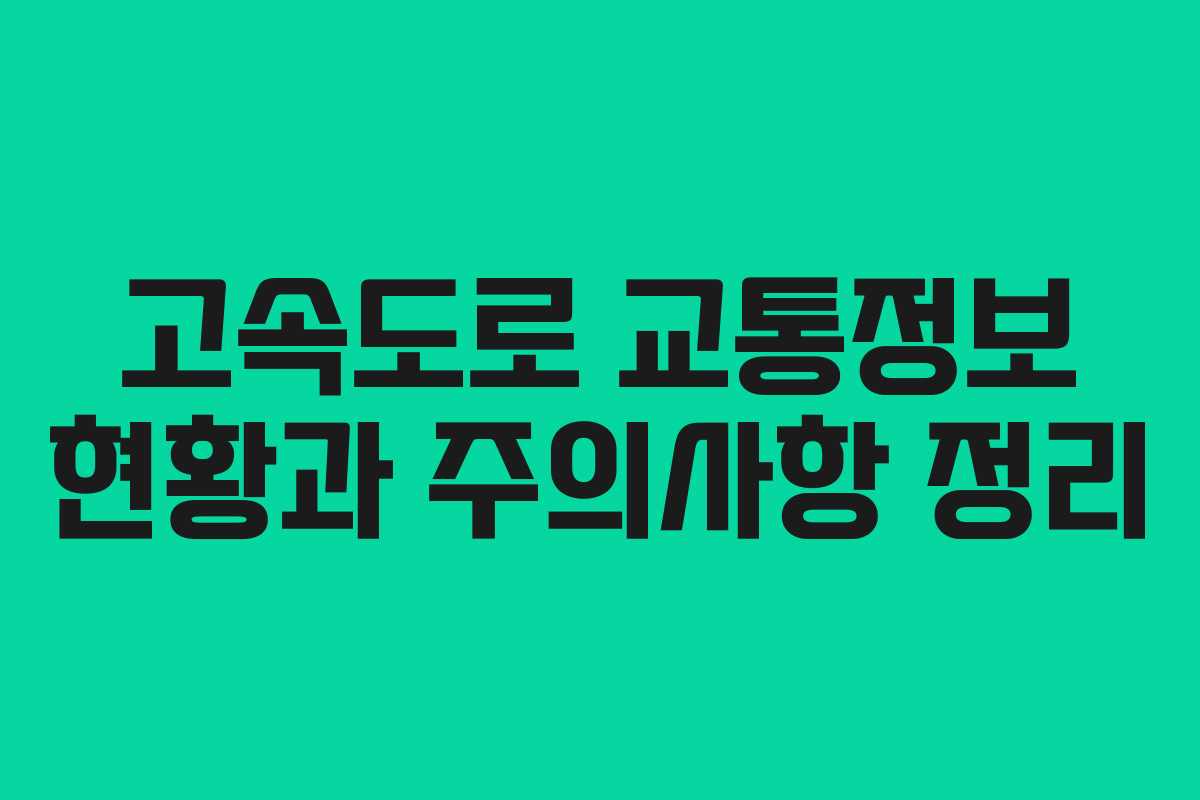 고속도로 교통정보 현황과 주의사항 정리