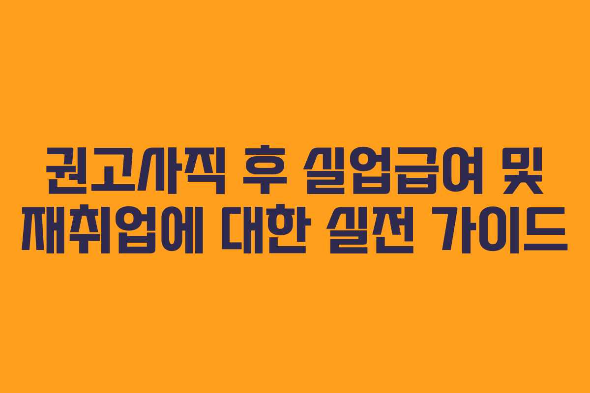 권고사직 후 실업급여 및 재취업에 대한 실전 가이드