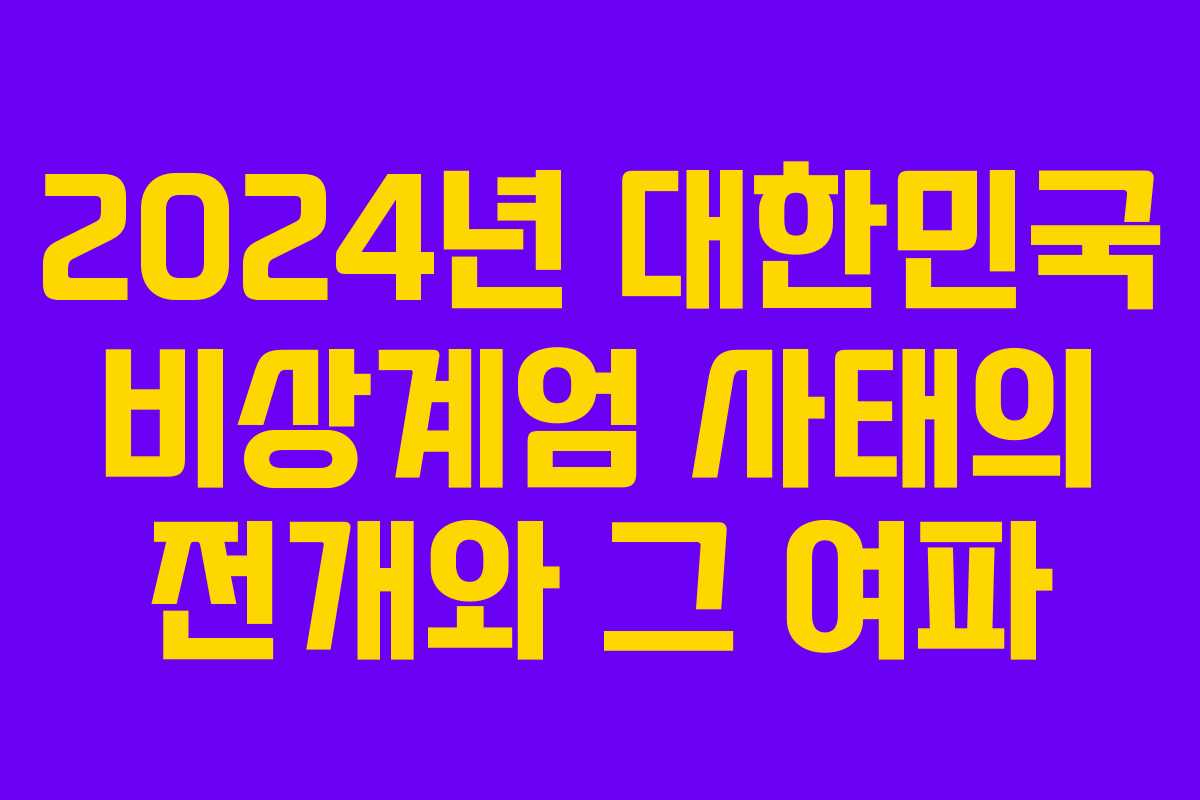 2024년 대한민국 비상계엄 사태의 전개와 그 여파