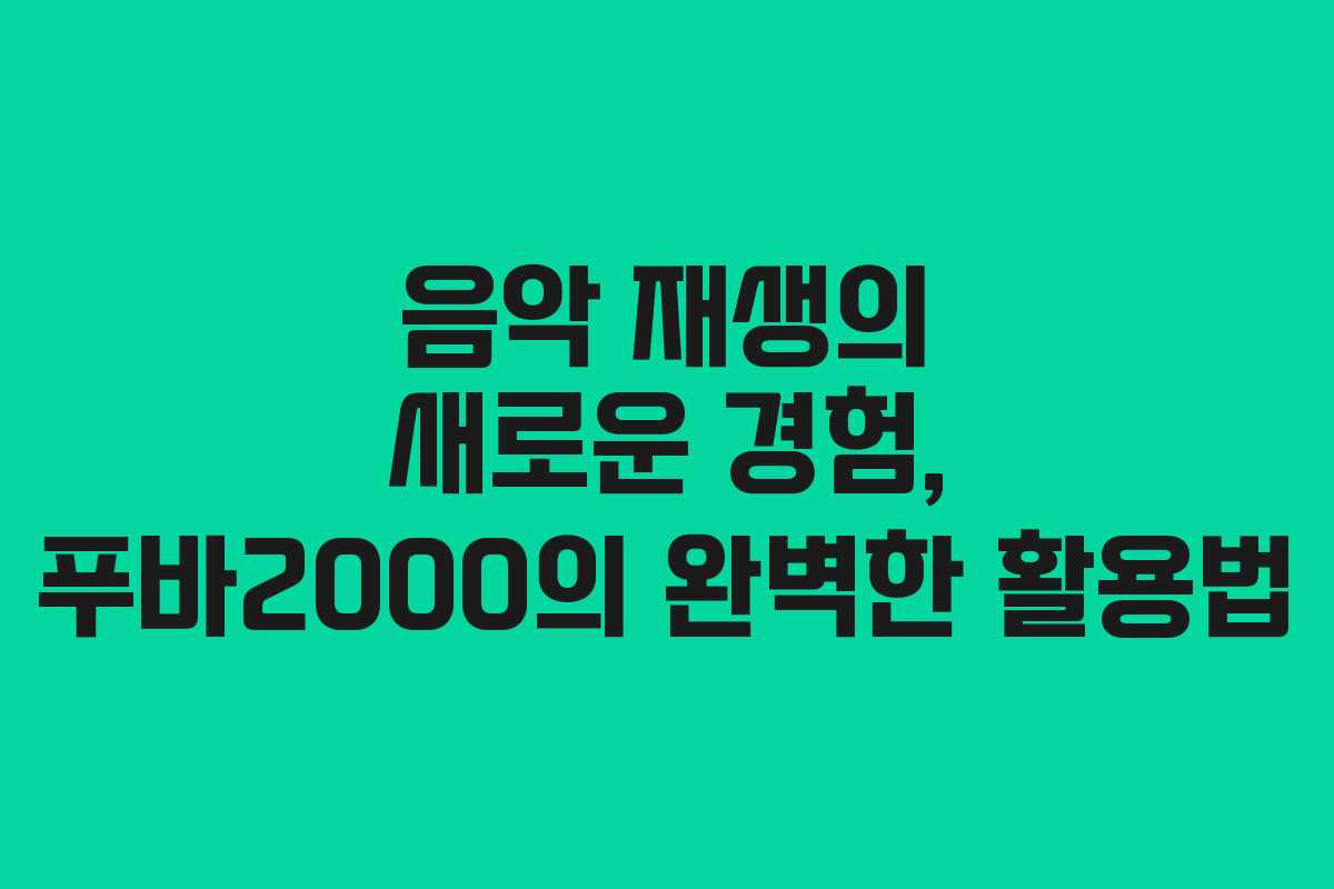 음악 재생의 새로운 경험, 푸바2000의 완벽한 활용법