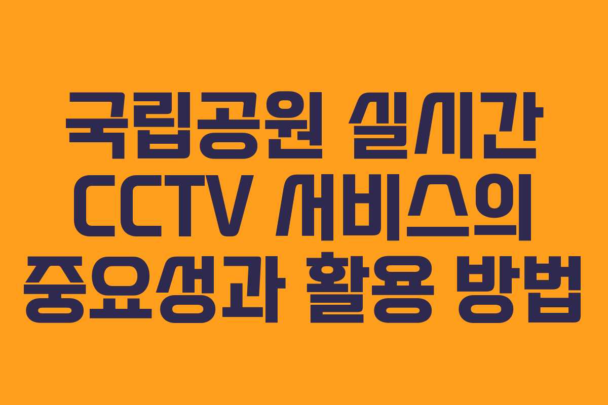 국립공원 실시간 CCTV 서비스의 중요성과 활용 방법