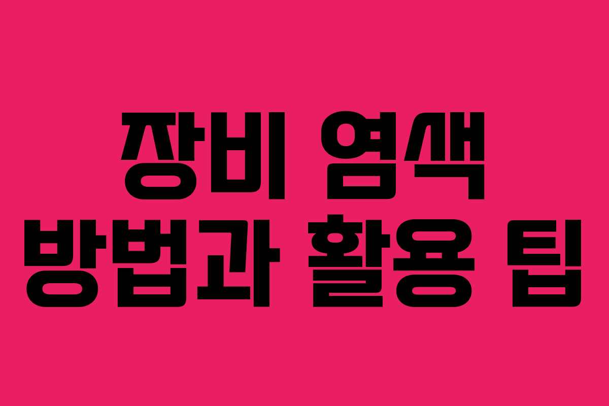 장비 염색 방법과 활용 팁