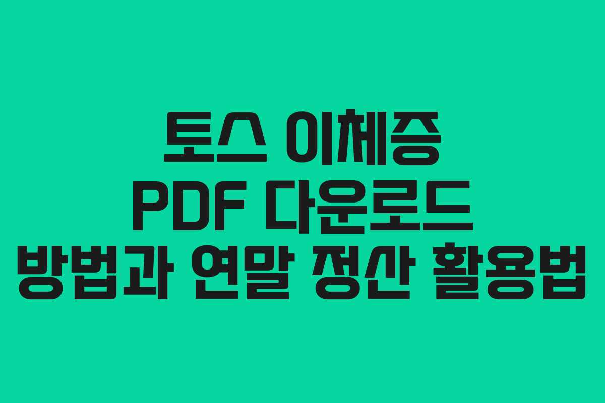토스 이체증 PDF 다운로드 방법과 연말 정산 활용법