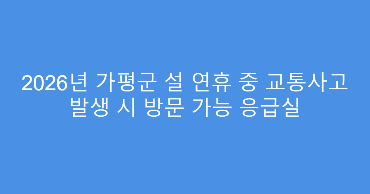 2026년 가평군 설 연휴 중 교통사고 발생 시 방문 가능 응급실