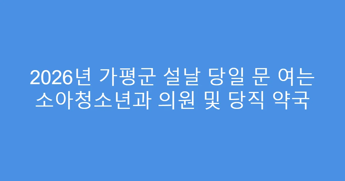 2026년 가평군 설날 당일 문 여는 소아청소년과 의원 및 당직 약국