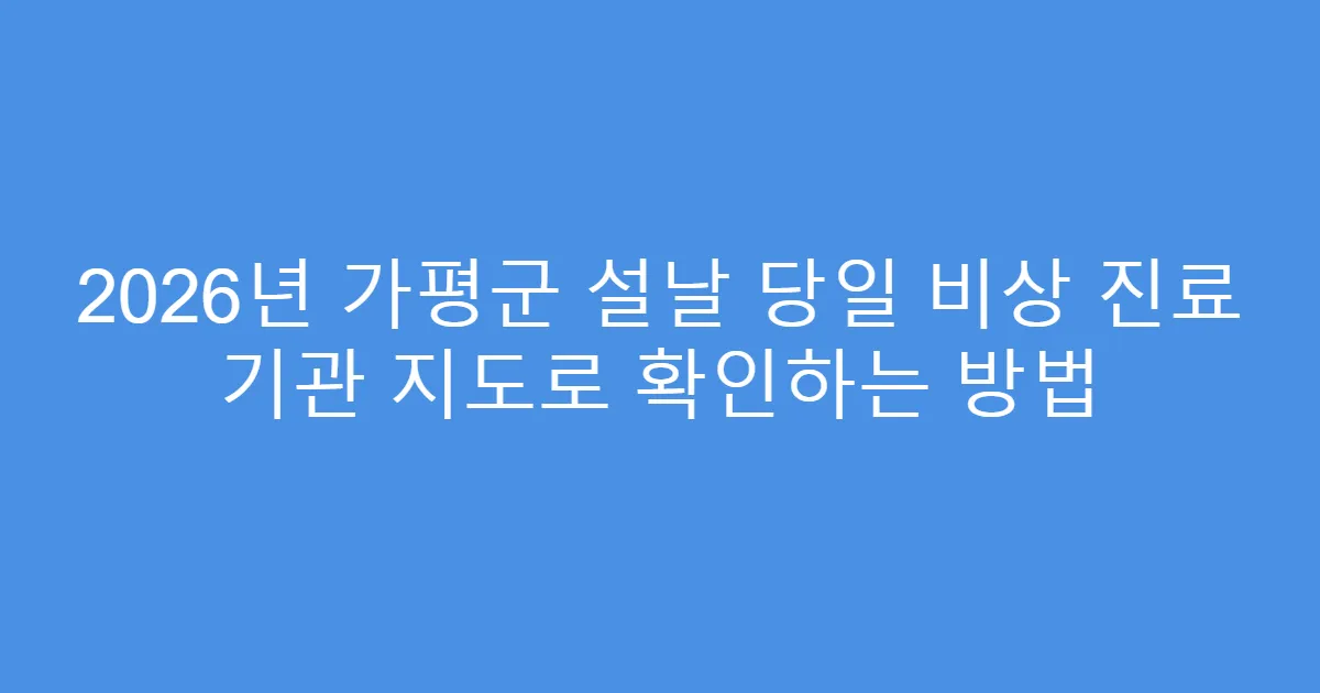 2026년 가평군 설날 당일 비상 진료 기관 지도로 확인하는 방법