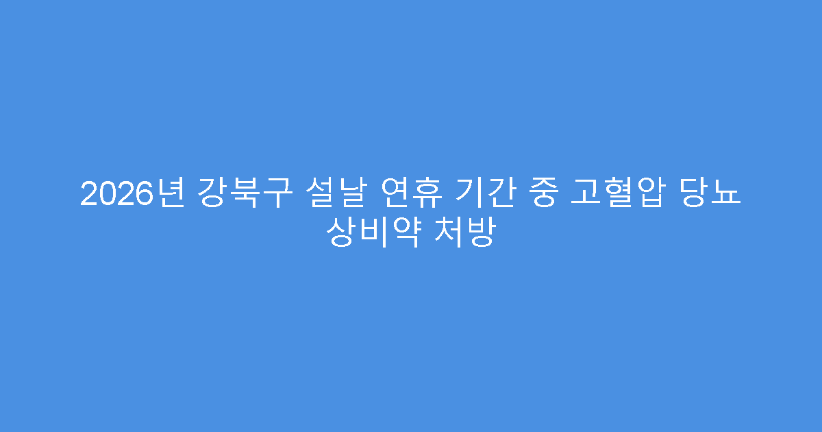 2026년 강북구 설날 연휴 기간 중 고혈압 당뇨 상비약 처방