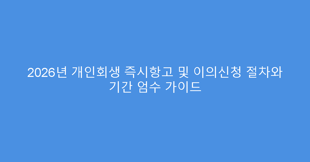 2026년 개인회생 즉시항고 및 이의신청 절차와 기간 엄수 가이드