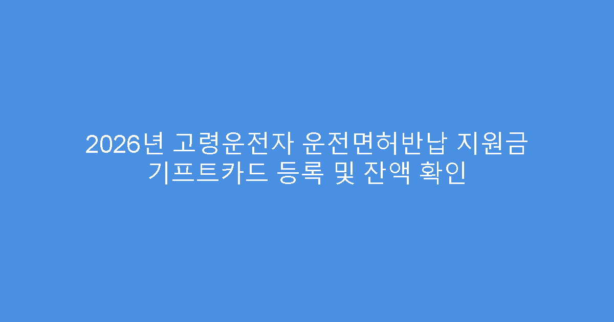 2026년 고령운전자 운전면허반납 지원금 기프트카드 등록 및 잔액 확인