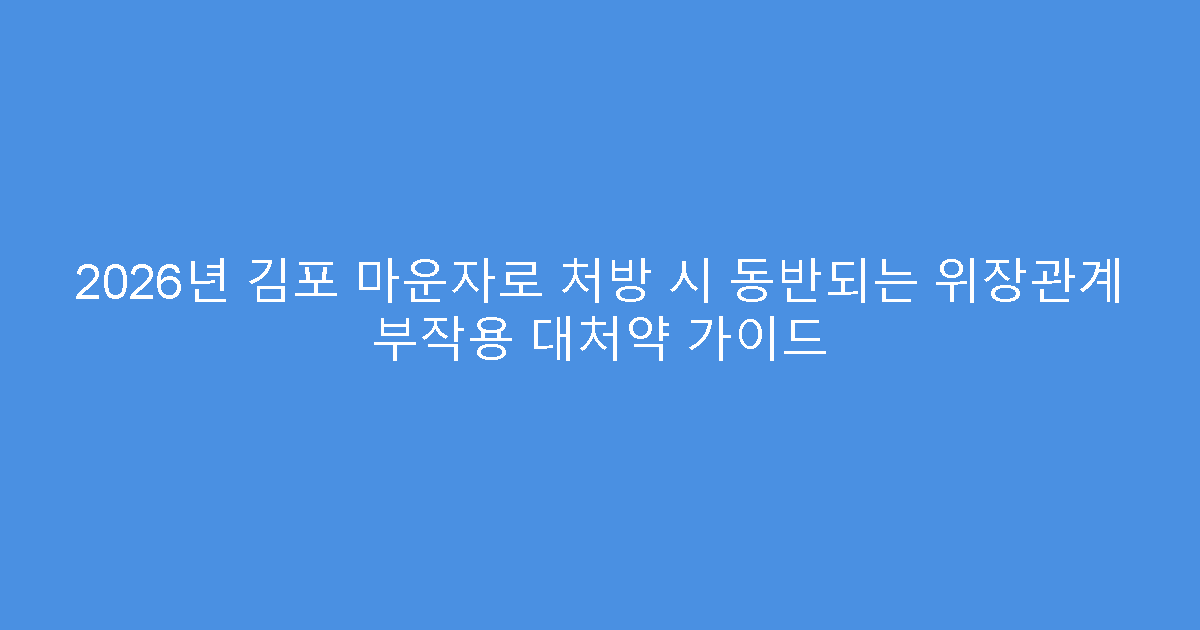 2026년 김포 마운자로 처방 시 동반되는 위장관계 부작용 대처약 가이드