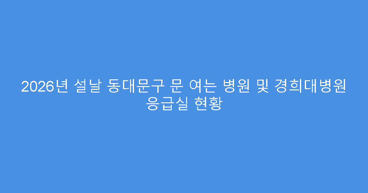 2026년 설날 동대문구 문 여는 병원 및 경희대병원 응급실 현황