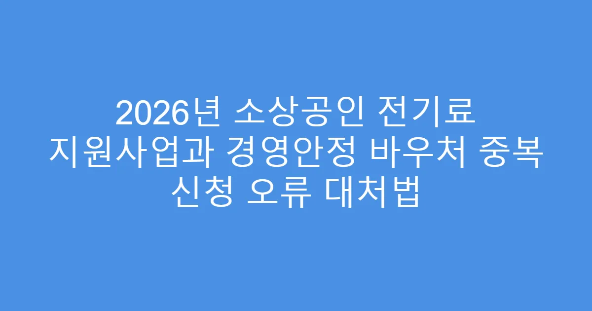 2026년 소상공인 전기료 지원사업과 경영안정 바우처 중복 신청 오류 대처법