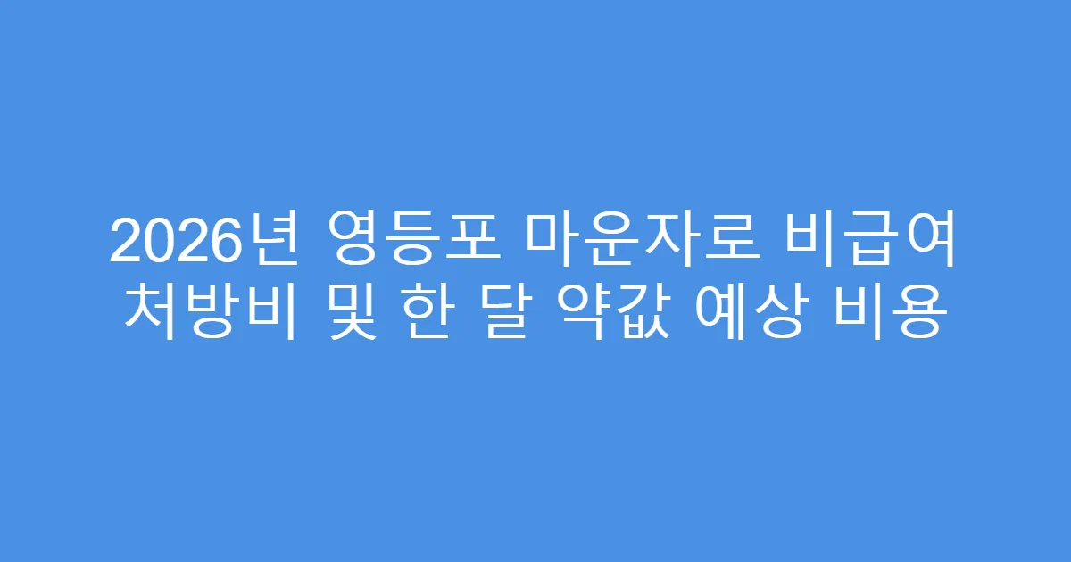 2026년 영등포 마운자로 비급여 처방비 및 한 달 약값 예상 비용